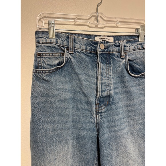 Reformation Cynthia High Rise Straight Jeans Blue Button Fly Size 28 - Picture 8 of 12
